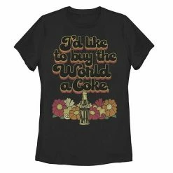 Licensed Character Juniors' Coca-Cola "I'd Like To Buy The World A Coke" Floral Tee Black -Licensed Character Shop unnamed file 14873
