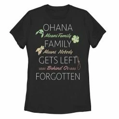 Licensed Character Disney's Lilo & Stitch Juniors' Ohana Means Family Graphic Tee Black -Licensed Character Shop unnamed file 14879