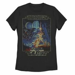 Licensed Character Juniors'Star Wars Que La Fuerza Be With You Poster Tee Navy -Licensed Character Shop unnamed file 14888