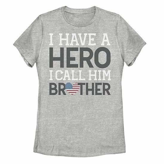 Licensed Character Junior's I Have A Hero I Call Him Brother Word Stack Tee 3 Licensed Character Junior's I Have A Hero I Call Him Brother Word Stack Tee