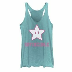 Licensed Character Juniors' Nintendo Super Mario Super Star Invincible Graphic Tank Tahiti Blue -Licensed Character Shop unnamed file 15291