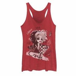 Licensed Character Disney' Cruella Juniors' Artsy Collage Graphic Tank Red Heather -Licensed Character Shop unnamed file 15294