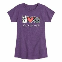 Licensed Character Girls 7-16 Peace Love Cats Graphic Tee Purple -Licensed Character Shop unnamed file 15322