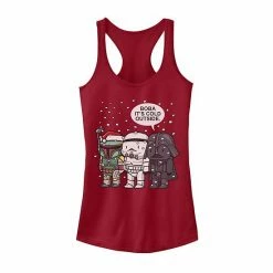 Licensed Character Juniors' Star Wars Boba Fett Trooper Vader Boba It's Cold Christmas Tank Scarlet -Licensed Character Shop unnamed file 15324