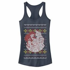 Licensed Character Juniors' Disney's Princess Circle Group Shot Ugly Christmas Tank Indigo -Licensed Character Shop unnamed file 15336