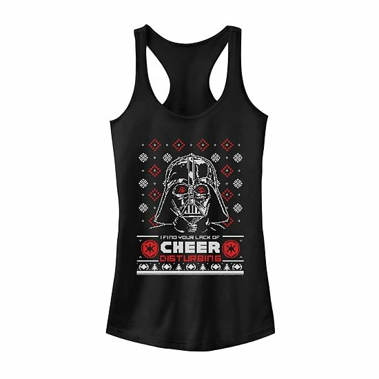 Licensed Character Juniors' Star Wars Darth Vader "Lack Of Cheer" Ugly Christmas Sweater Tank 3 Licensed Character Juniors' Star Wars Darth Vader "Lack Of Cheer" Ugly Christmas Sweater Tank