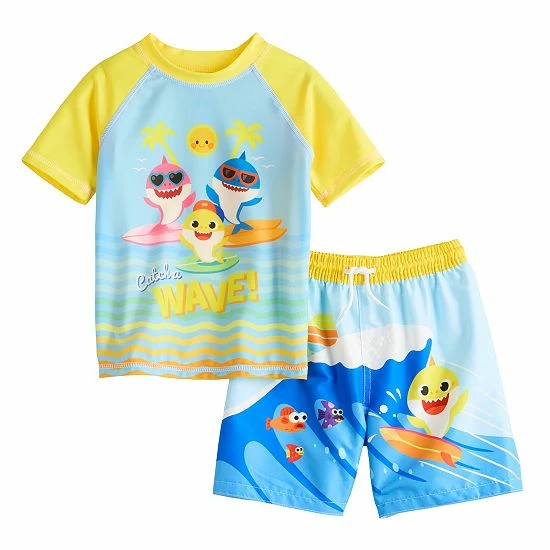 Licensed Character Baby Boy Baby Shark Rash Guard & Swim Trunks Swim Set 3 Licensed Character Baby Boy Baby Shark Rash Guard & Swim Trunks Swim Set