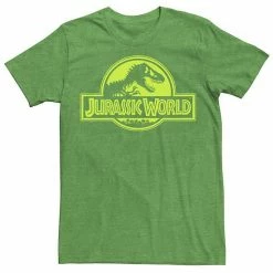 Licensed Character Men's Jurassic World Neon Green Classic Logo Tee Charcoal Heather -Licensed Character Shop unnamed file 15615