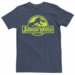 Licensed Character Men's Jurassic World Neon Green Classic Logo Tee Charcoal Heather -Licensed Character Shop unnamed file 15618