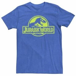 Licensed Character Men's Jurassic World Neon Green Classic Logo Tee Charcoal Heather -Licensed Character Shop unnamed file 15621