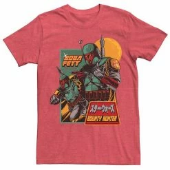 Licensed Character Big & Tall Star Wars Boba Fett Bounty Hunter Retro Poster Tee Charcoal Heather