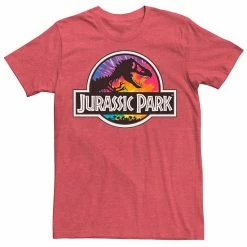 Licensed Character Men's Jurassic Park Tie Dye Classic Logo Graphic Tee Red Heather