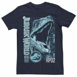 Licensed Character Men's Jurassic World Two Blue Face Tech Schematic Tee Navy Heather