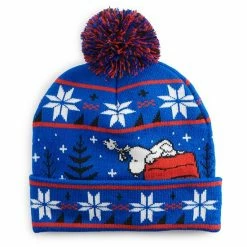 Licensed Character Men's Christmas Peanuts Knit Hat With Pom