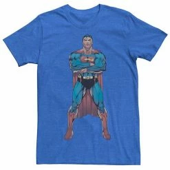 Licensed Character Men's DC Comics Superman Power Stance Comic Poster Tee Charcoal Heather -Licensed Character Shop unnamed file 15731