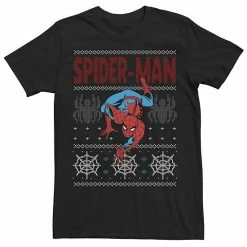 Licensed Character Men's Marvel Spider-Man Crawl Ugly Christmas Sweater Tee Navy Heather