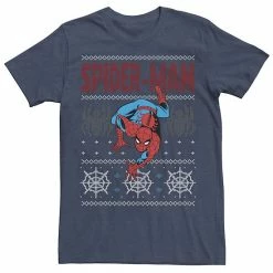 Licensed Character Men's Marvel Spider-Man Crawl Ugly Christmas Sweater Tee Navy Heather -Licensed Character Shop unnamed file 15765