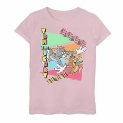 Licensed Character Girls 7-16 Tom And Jerry 90s Triangle Tom And Jerry Chase Poster Graphic Tee White