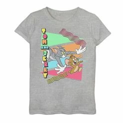 Licensed Character Girls 7-16 Tom And Jerry 90s Triangle Tom And Jerry Chase Poster Graphic Tee White -Licensed Character Shop unnamed file 15779