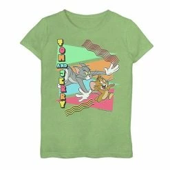 Licensed Character Girls 7-16 Tom And Jerry 90s Triangle Tom And Jerry Chase Poster Graphic Tee White -Licensed Character Shop unnamed file 15781