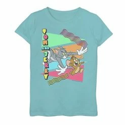 Licensed Character Girls 7-16 Tom And Jerry 90s Triangle Tom And Jerry Chase Poster Graphic Tee White -Licensed Character Shop unnamed file 15782