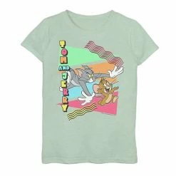 Licensed Character Girls 7-16 Tom And Jerry 90s Triangle Tom And Jerry Chase Poster Graphic Tee White -Licensed Character Shop unnamed file 15783