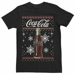 Licensed Character Men's Coca-Cola Classic Bottle Christmas Sweater Style Tee Black -Licensed Character Shop unnamed file 15796