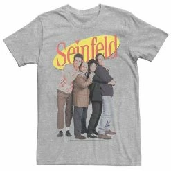 Licensed Character Men's Seinfeld Distressed Group Cast Logo Tee Natural