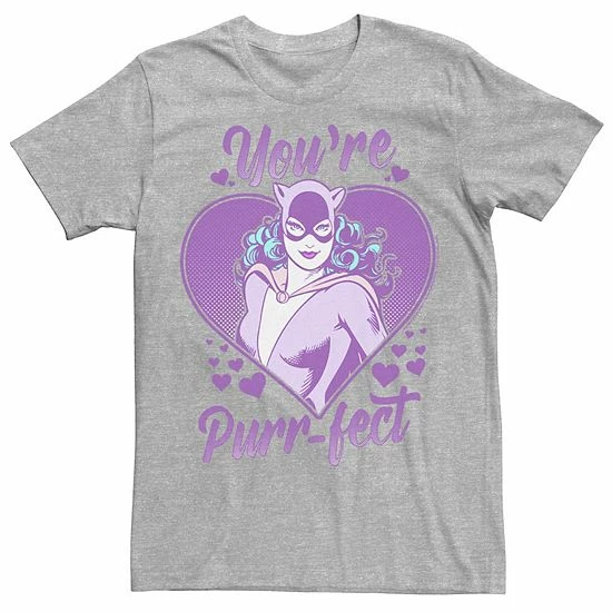 Licensed Character Men's DC Comics Valentine's Day Catwoman You're Purr-fect Tee Athletic Heather 3 Licensed Character Men's DC Comics Valentine's Day Catwoman You're Purr-fect Tee Athletic Heather