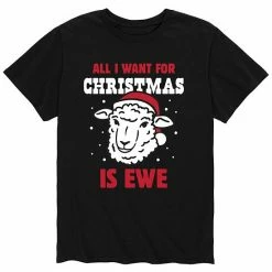Licensed Character Men's Want For Christmas Is Ewe Tee Black