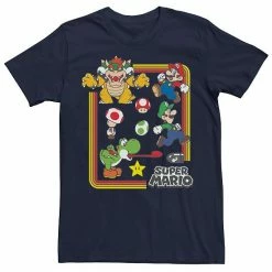 Licensed Character Men's Nintendo Super Mario Rainbow Group Shot Short Sleeve Tee Navy