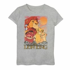 Licensed Character Disney's The Lion King Girls 7-16 Happy Group Shot Sunset Tee Athletic Heather -Licensed Character Shop unnamed file 16104