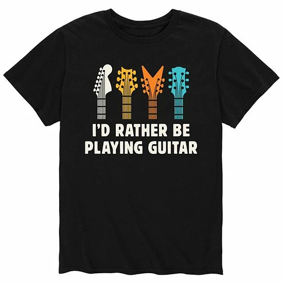 Licensed Character Men's Id Rather Be Playing Guitar Tee Blue 3 Licensed Character Men's Id Rather Be Playing Guitar Tee Blue