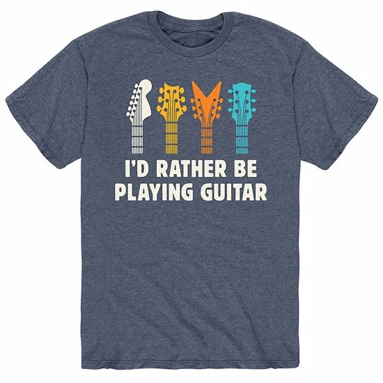 Licensed Character Men's Id Rather Be Playing Guitar Tee Blue 4 Licensed Character Men's Id Rather Be Playing Guitar Tee Blue - Image 2