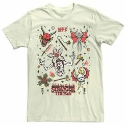 Licensed Character Men's Netflix Stranger Things Stranger Flash Sheet Monsters Tee Natural