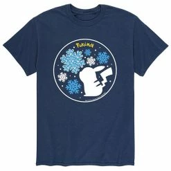 Licensed Character Men's Pokemon Snowflake Pikachu Tee Navy -Licensed Character Shop unnamed file 16207