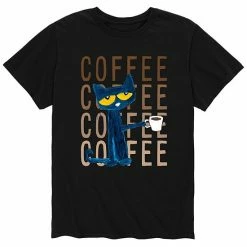 Licensed Character Men's Pete The Cat Coffee Repeated Tee Black -Licensed Character Shop unnamed file 16273
