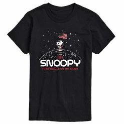 Licensed Character Men's Peanuts Snoopy Flag Moon Tee Black -Licensed Character Shop unnamed file 16320