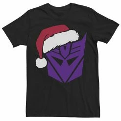 Licensed Character Men's Transformers Christmas Decepticons Santa Hat Logo Tee