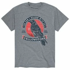 Licensed Character Men's Yellowstone "You Can't Reason With Evil" Crow Tee Grey