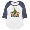 Licensed Character Juniors' Peanuts Christmas Group Raglan Graphic Tee White Heather Navy -Licensed Character Shop unnamed file 1647