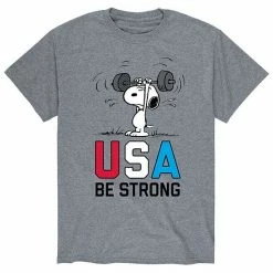 Licensed Character Men's Peanuts Snoopy "USA Be Strong" Tee Grey 2