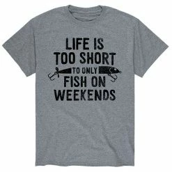 Licensed Character Men's Life Is Too Short To Only Fish On Weekends Tee Grey