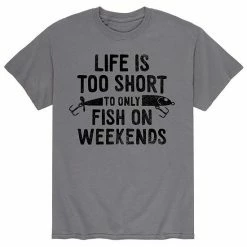 Licensed Character Men's Life Is Too Short To Only Fish On Weekends Tee Grey -Licensed Character Shop unnamed file 16582
