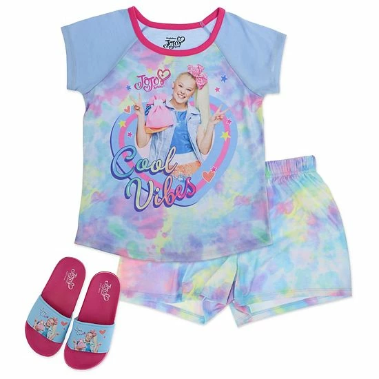 Licensed Character Girls 4-12 JoJo Siwa Top & Bottoms Pajama Set & Slide Sandals 3 Licensed Character Girls 4-12 JoJo Siwa Top & Bottoms Pajama Set & Slide Sandals
