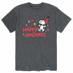 Licensed Character Men's Peanuts Happy Holidays Tee Royal Blue