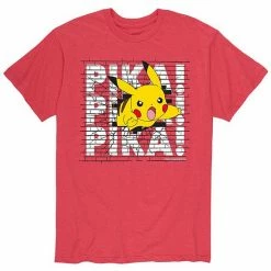 Licensed Character Men's Pokemon Pika Wall Tee Red -Licensed Character Shop unnamed file 16889