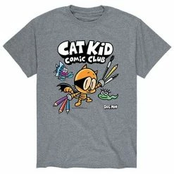 Licensed Character Men's Dog Man Cat Kid Comic Club Tee Heather Red