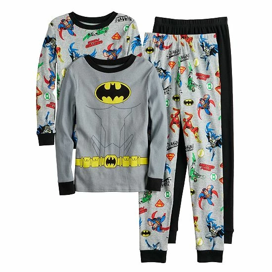 Licensed Character Boys 4-10 Batman 4-Piece Pajama Set 3 Licensed Character Boys 4-10 Batman 4-Piece Pajama Set