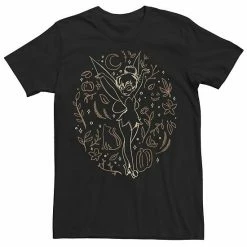 Licensed Character Men's Tinkerbell Vintage Spooky Collage Line Art Tee